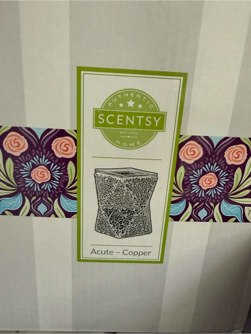 Scentsy Copper Acute Warmer - Purple and Green Accents
